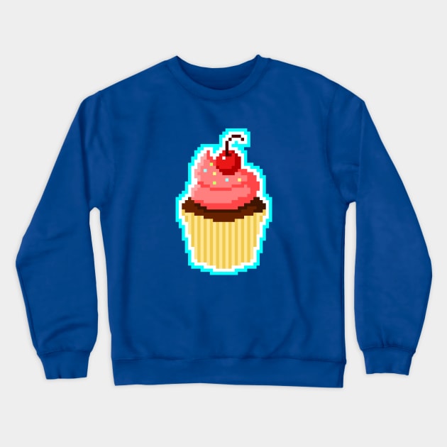 Pixel Cupcake Crewneck Sweatshirt by sombrasblancas